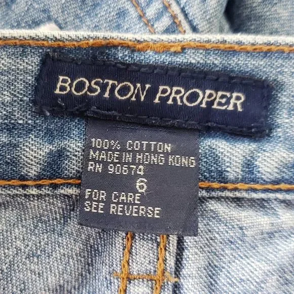 Boston Proper VTG Floral Embroidered Denim Shorts Size 6 Festival Boho Cut Off - Picture 9 of 9